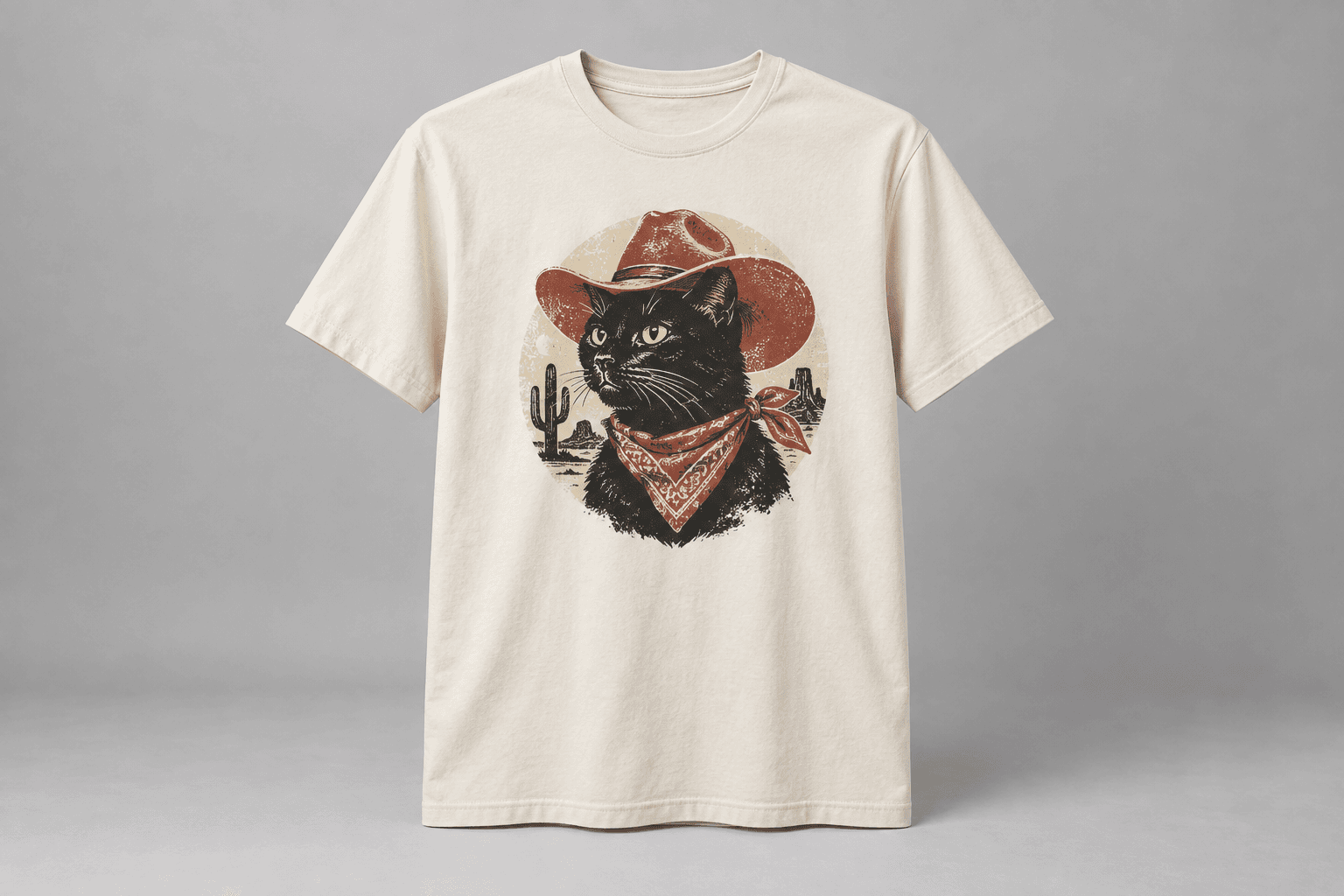 Black cat western design on a shirt